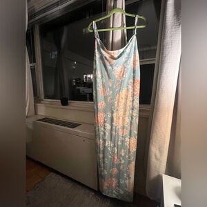 Abercrombie & Fitch Floral Maxi Dress in Blue and Peach